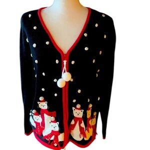 Carley St Claire Christmas sweater, kitty cat style adorable size medium